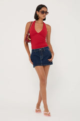 Rusty Billie Low Rise Denim Mini Skirt Indigo