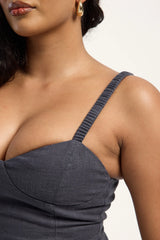 Perfect Stranger Sutton Linen Corset Top - Slate Slate