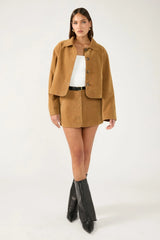 Perfect Stranger Amelie Faux Leather Suede Mini Skirt Tan