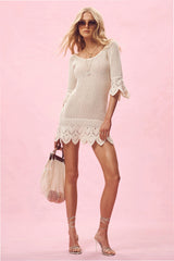 Krisella Scalloped Crochet Mini Dress