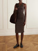 Embellished ribbed stretch-cotton midi dress