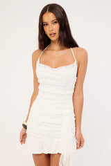 Luck & Trouble Celine Sequin Lace Mini Dress White