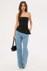 Perfect Stranger Luca Strapless Asymmetrical Top Black