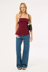 Perfect Stranger Luca Strapless Long Line Top Burgundy