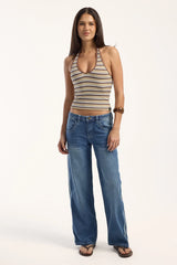 Rusty Halley Halter Top Retro Amber Stripe