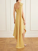 Asymmetric draped crepe midi dress