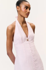 Lovis Linen Halter Maxi Dress - POTPOURRI PINK