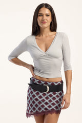 Luck & Trouble Nessa Lace Trim Mini Skirt Blue Check