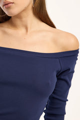 L&t Indi Off Shoulder 3/4 Sleeve Top Ink