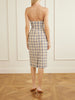Bow-embellished checked seersucker midi dress