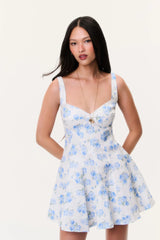 Nabi Linen Floral Mini Dress - BLUE MARINA