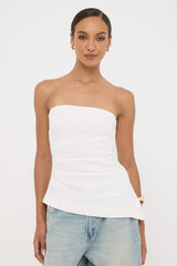 Perfect Stranger Menorca Strapless Asymmetrical Top White