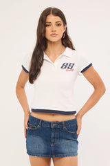 Rusty Shorty Low Rise Denim Micro Mini Skirt Blasted Deep Sea Blue