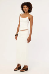 Luck & Trouble Pia Jersey Maxi Skirt White