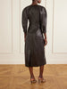Dolman belted leather midi dress