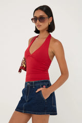 Rusty Billie Low Rise Denim Mini Skirt Indigo