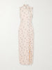 Ruffled floral-print silk midi dress