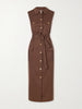 Mary Angel belted silk and linen-blend midi dress