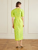 Printed crinkled-satin midi dress
