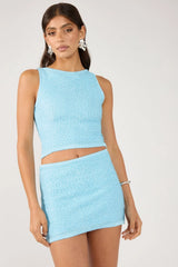 Perfect Stranger Glimmer Sequin Knit Mini skirt Blue
