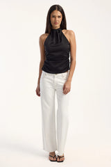 Luck & Trouble Andrea Satin Halter Top Black