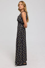 Luck & Trouble Midnight Meadows Lace Midi Dress Yellow Floral