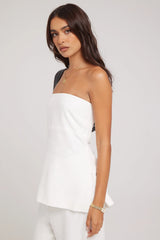 Perfect Stranger MENORCA LINEN STRAPLESS TOP White