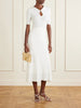 Embellished crochet-knit midi dress