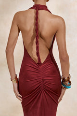 Ariosa | Rust High-Neck Maxi Dress With Open Back