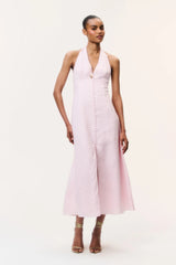 Lovis Linen Halter Maxi Dress - POTPOURRI PINK