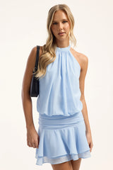Luck & Trouble Kera Halter Mini Dress Blue