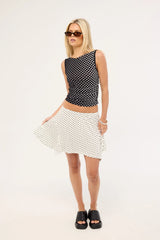 Thrills Isabelle Mini Skirt White Polka Dot