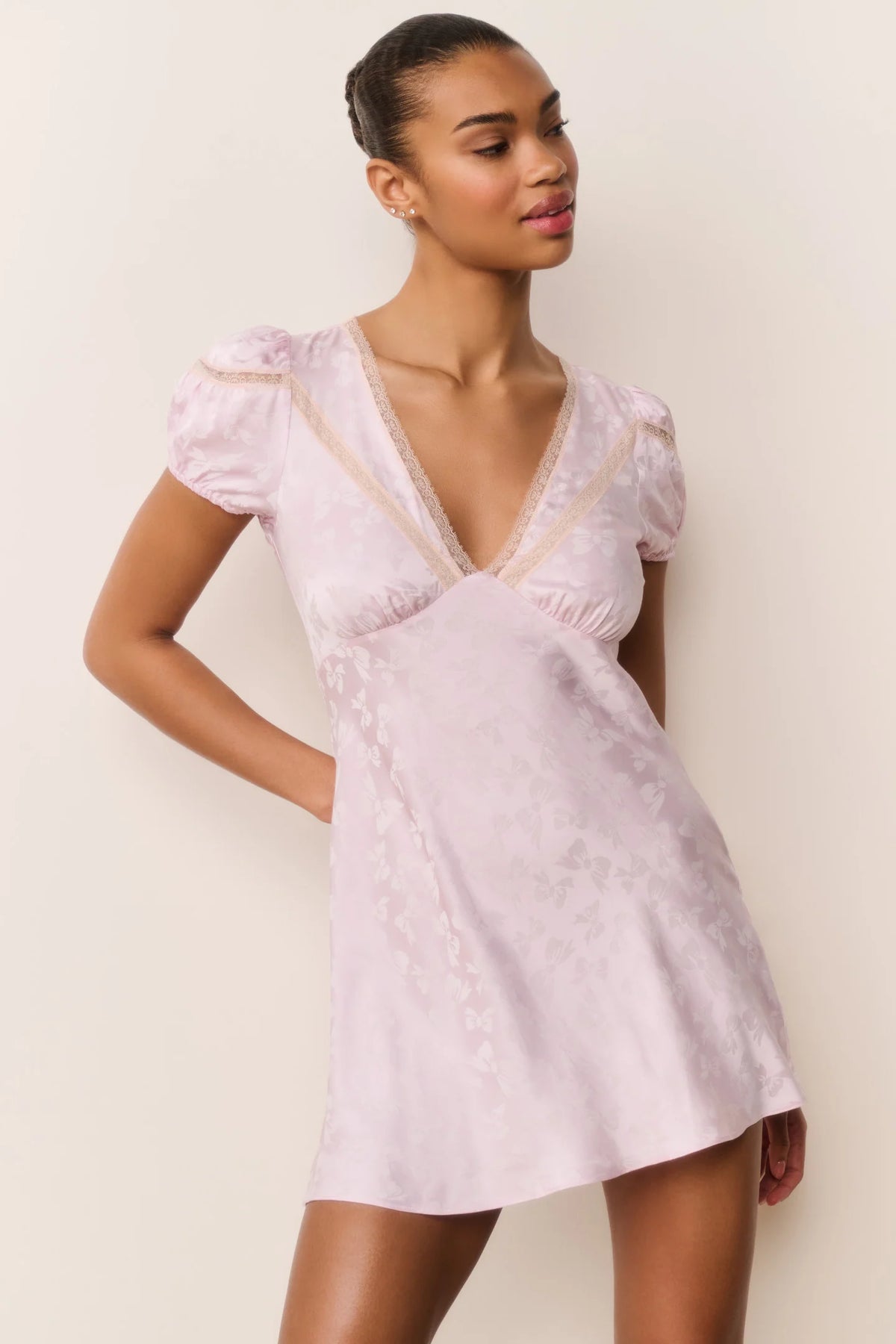 Sylara Silk-Blend Bow Jacquard Mini Dress