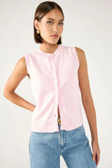 Perfect Stranger Cooper Button Up Knit Top Pink