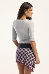 Luck & Trouble Nessa Lace Trim Mini Skirt Blue Check
