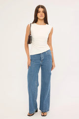 Perfect Stranger Luciana Boat Neck  Top White