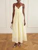 Vacation gathered ramie midi dress