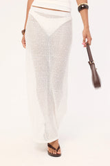 Luck & Trouble Willa Crochet Sequin Maxi Skirt White