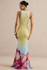 Marlo | Yellow Ombre Lily Print Maxi Dress