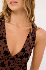 Motel Gabriella Midi Dress Garden Floral Brown