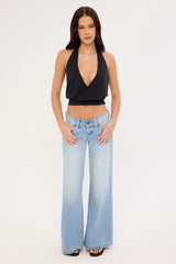 Rusty Honey Halter Top Black