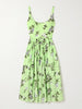 Eglantine belted gathered floral-print cotton-poplin midi dress