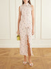 Ruffled floral-print silk midi dress