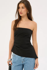 Perfect Stranger Luca Strapless Asymmetrical Top Black