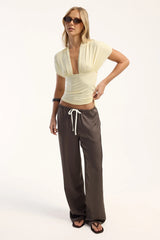 Motel Tex Tie Back Top Lemon