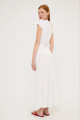 All About Eve Luxe Linen Shirred Maxi Skirt White