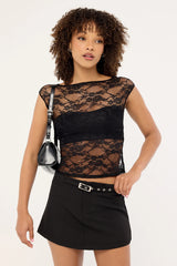 Motel Nova Unlined Lace Top Black