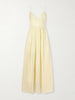 Vacation gathered ramie midi dress