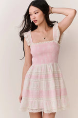 Colbera Mixed Print Cotton Mini Dress