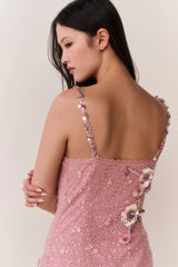 Rosmara Sequin Floral Mini Dress